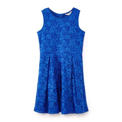 Girls' blue lace sleeveless dress